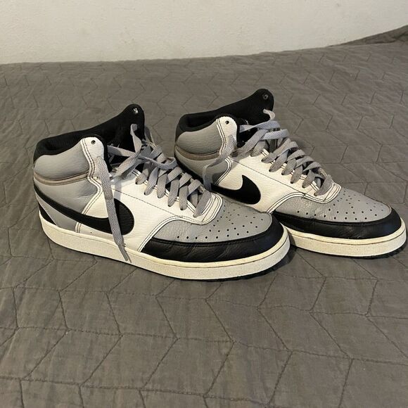 Nike‎ Court Vision Mid Next Nature Gray Black White Athletic Shoes Sz 8.5 - Picture 1 of 5